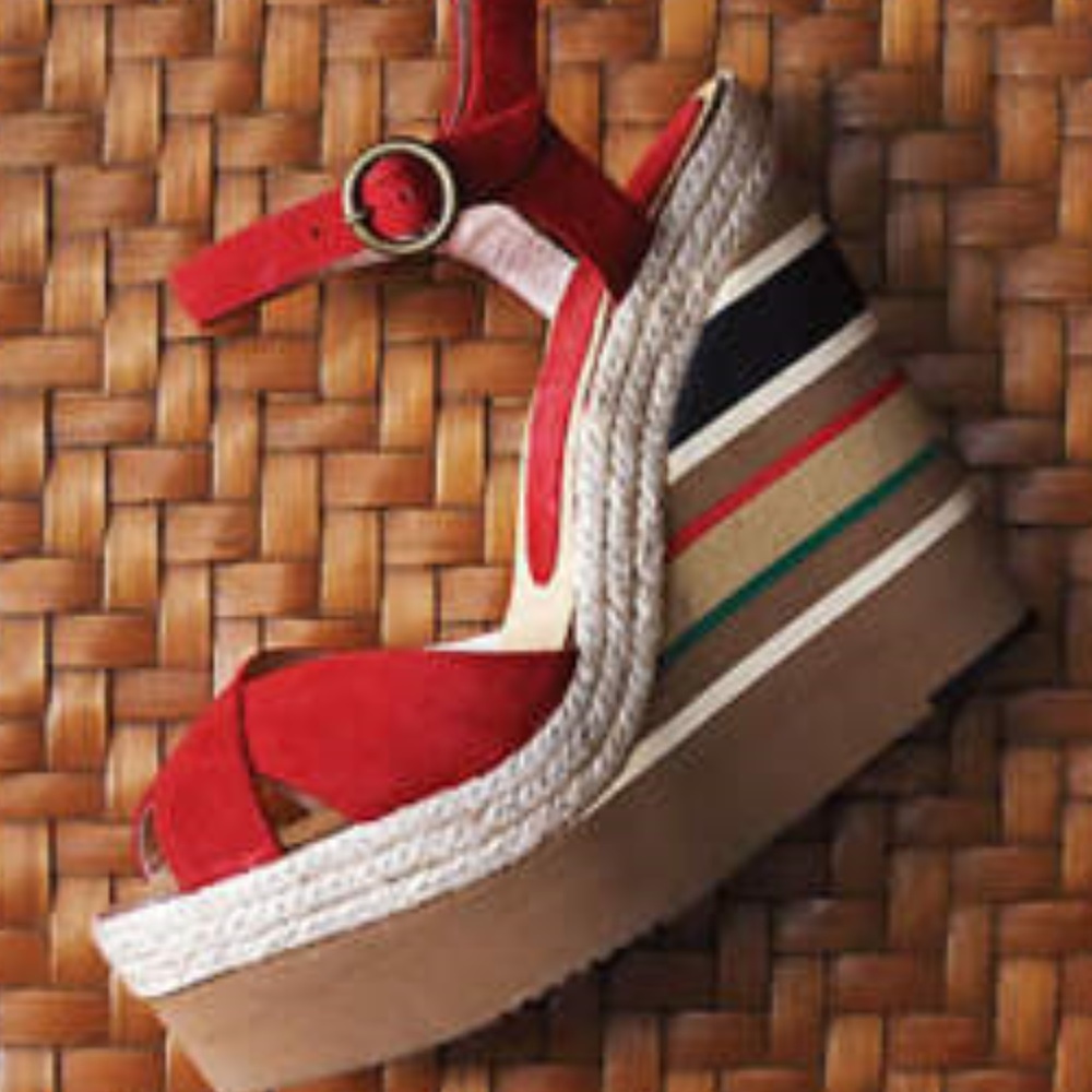 Anthropologie Andre Assous Striped Suede Wedges